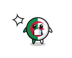 desenho de personagem de bandeira da argélia com gesto chocado vetor