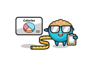 ilustração de mascote de tigela de cereais como nutricionista vetor