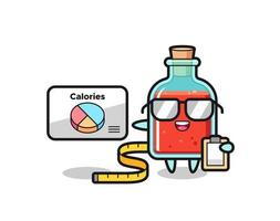 ilustração de mascote de garrafa quadrada de veneno como nutricionista vetor