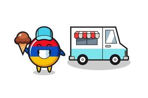 desenho de mascote da bandeira da armênia com caminhão de sorvete vetor