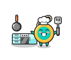 ilustração de personagem yoyo como chef está cozinhando vetor