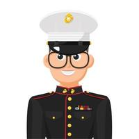 nós marinhos privados em vetor plano simples. ícone ou símbolo de perfil pessoal. ilustração vetorial de conceito de pessoas militares.