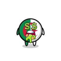 personagem de bandeira da argélia com uma expressão de louco por dinheiro vetor