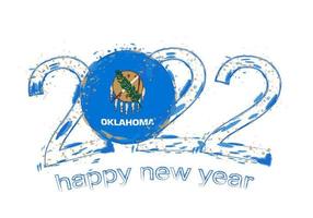 feliz ano novo de 2022 com bandeira de oklahoma. vetor