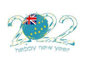 feliz ano novo de 2022 com bandeira de tuvalu. vetor