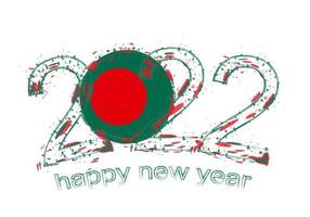 feliz ano novo de 2022 com bandeira de bangladesh. vetor