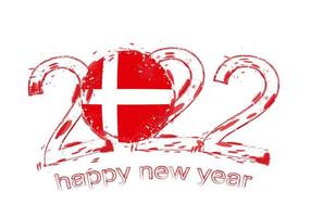 feliz ano novo de 2022 com bandeira da dinamarca. vetor