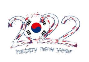 feliz ano novo de 2022 com bandeira da coreia do sul. vetor