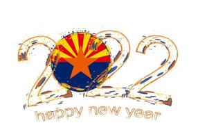 feliz ano novo de 2022 com bandeira do arizona. vetor