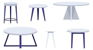 conjunto moderno de mesa e banqueta com forma e tamanho diferentes com belas cores isoladas vetor