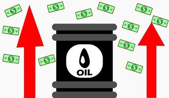 ilustração vetorial preço do petróleo subindo barril de óleo de design plano com seta vermelha bom para o seu design de elemento, plano de fundo, símbolo. vetor