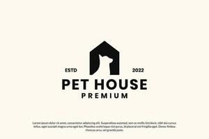 modelo de vetor de design de logotipo de casa de animais de estimação plana