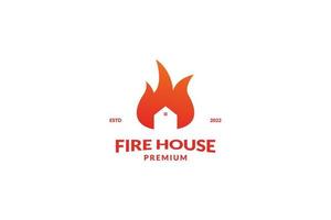 ilustração de modelo de design de logotipo de casa de fogo plano vetor