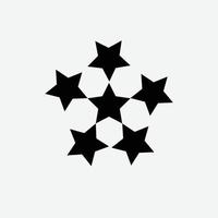 vetor preto e branco estrela cercado por estrelas em todos os cantos. , em um fundo preto e branco