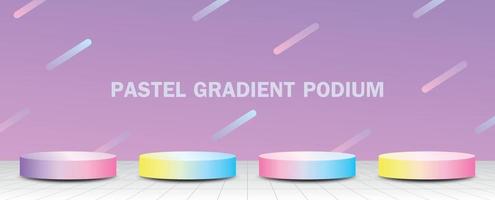 vetor de ilustração 3d de pódio de círculo fofo definido no tema de cor gradiente pastel para colocar seu objeto.