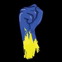 punho up power.ukraine luta contra a rússia. punho acima sinal de resistência ucraniana às cores da bandeira amarela russa de agressão.azul. conceito de protesto, cooperação, apoio. gráficos vetoriais vetor