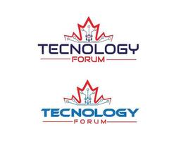 logotipo de tecnologia com folha canadense vetor