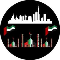 skyline da cidade na mesquita de fundo emirates.fit árabes unidos para o dia da bandeira de fundo. vetor