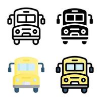 coleção de estilo de ícone de ônibus escolar vetor