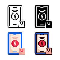 coleção de estilo de ícone de pagamento online vetor
