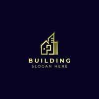modelo de logotipo de casa de construção de ouro elegante vetor