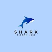 design de logotipo azul de tubarão vetor