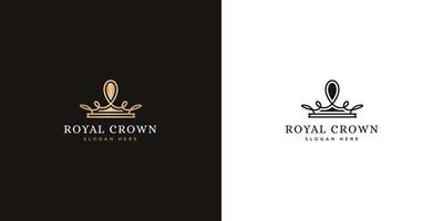 logotipo da coroa vintage design de logotipo abstrato rainha real rei vetor