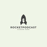 design de logotipo de foguete com forma de podcast vetor
