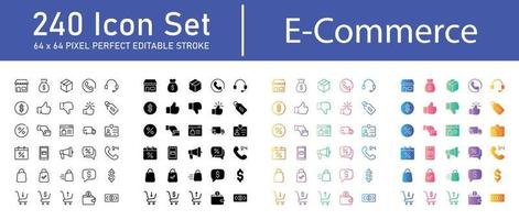 pacote de ícones de comércio eletrônico vetor