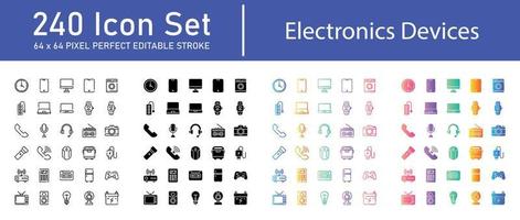 pacote de ícones de dispositivos eletrônicos vetor