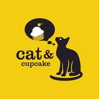 logotipo de cupcake de gato vetor