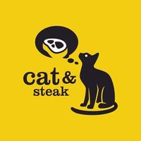 logotipo de bife de gato vetor