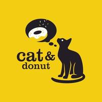 logotipo de rosquinha de gato vetor