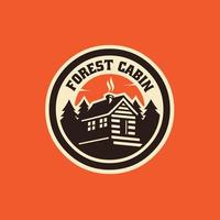 emblema de cabana de floresta ao ar livre vetor de logotipo pronto isolado