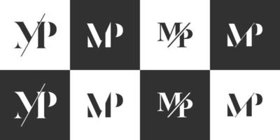 conjunto de iniciais letra mp design de vetor de logotipo abstrato