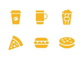 design vetorial, conjunto de ícones de comida e bebida deliciosa