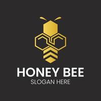 logotipo de abelha de favo de mel e imagem vetorial de símbolo