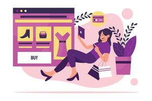mulher fazendo compras no e-commerce no smartphone