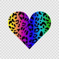 coração de arco-íris de leopardo. coração de vetor - símbolo do amor. para design de blog, banner, pôster, moda, sites, aplicativos, cartão. bandeira de design de moda lgbt brilhante.