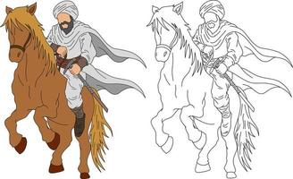 cavaleiro do cavalo para livro de colorir vetor