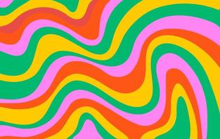 abstrato horizontal psicodélico com ondas coloridas. ilustração vetorial na moda em estilo hippie dos anos 60, 70. vetor