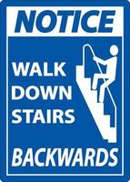aviso descer escadas para trás sinal vetor