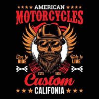 design de camiseta personalizada de motocicleta americana vintage, camiseta, grunge, obra de arte, ilustração, modelo vetor