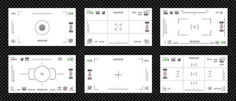 vídeo do visor da câmera ou gravador de moldura de foto estilo plano conjunto de ilustração vetorial. vetor