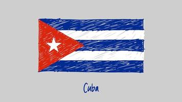 marcador de bandeira nacional de cuba ou vetor de ilustração de esboço a lápis
