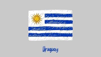 marcador de bandeira nacional do uruguai ou vetor de ilustração de esboço a lápis