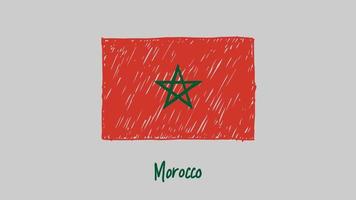 marcador de bandeira nacional de marrocos ou vetor de ilustração de esboço a lápis