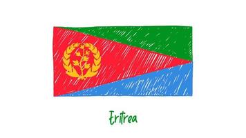 marcador de bandeira nacional da eritreia ou vetor de ilustração de esboço a lápis