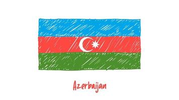 marcador de bandeira nacional do país do azerbaijão ou vetor de ilustração de esboço a lápis