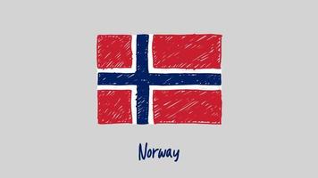 marcador de bandeira nacional da noruega ou vetor de ilustração de esboço a lápis